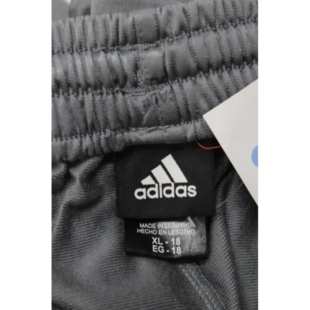 Adidas Boys Drawstring Casual Ankle Track Pants Gray Size XL